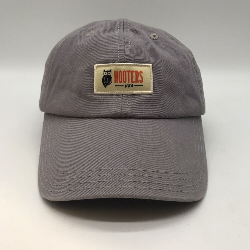 Hooters USA Gray Baseball Cap Unisex Twill Logo Patch Alternative Strapback Hat